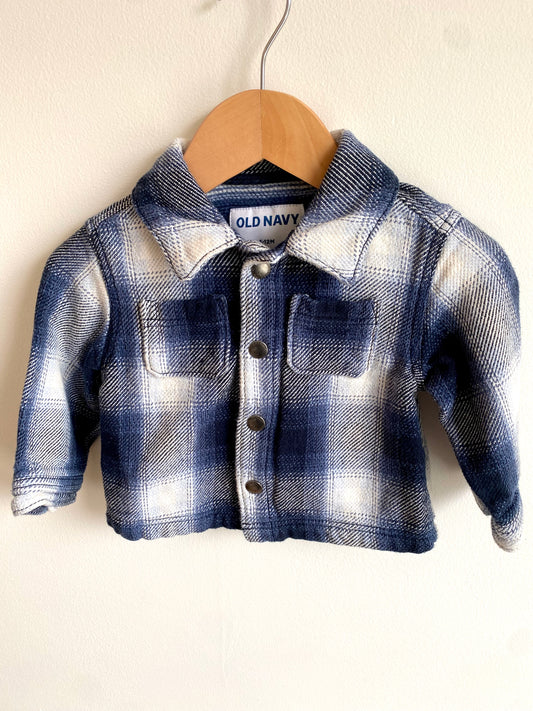 Blue and White Plaid Shacket / 6-12m