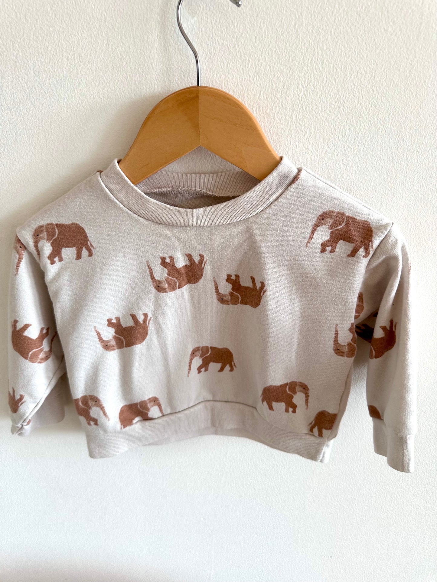 Cream Elephant Crewneck / 12-18m