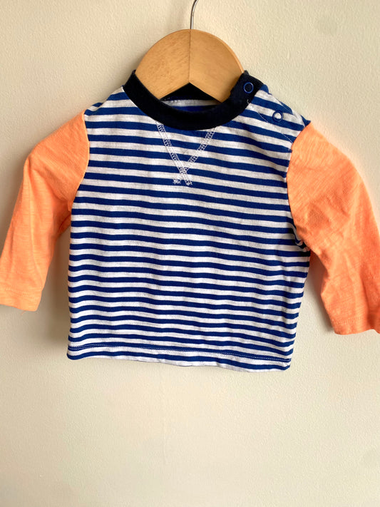 Striped Sweater with Orange Sleeves / 6-12m