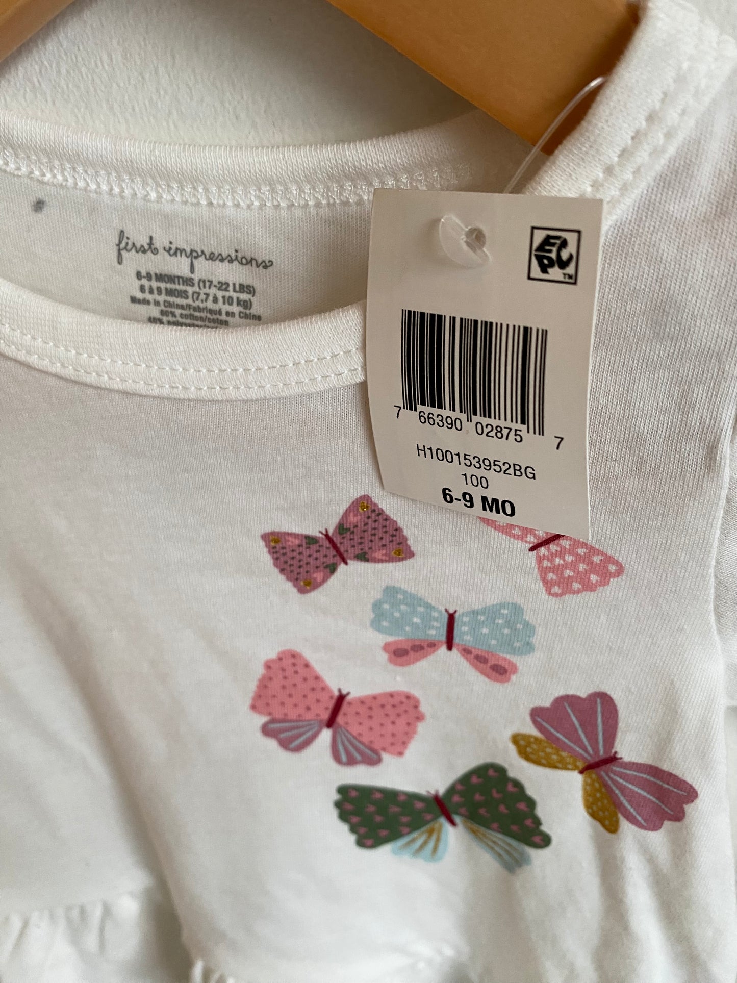 Butterfly White Shirt / 6-12m