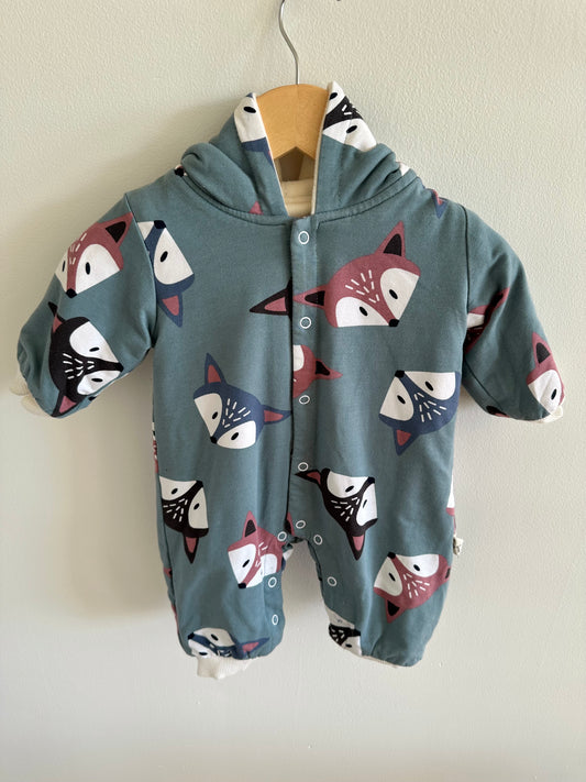 Lined Fox Hooded Jumpsuit / 3-6m