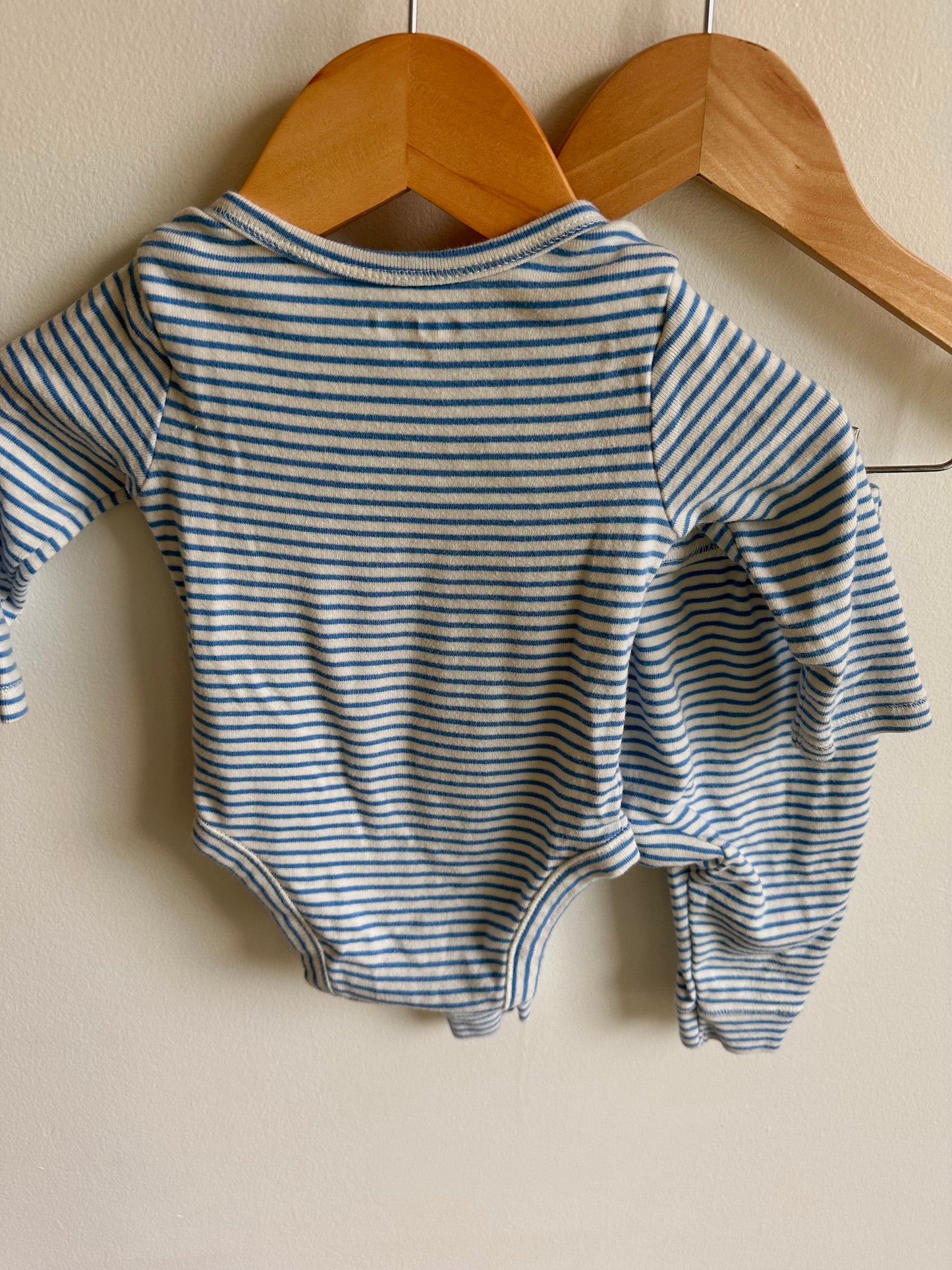 Striped Blue White Bodysuit & Pants Set / 3-6m