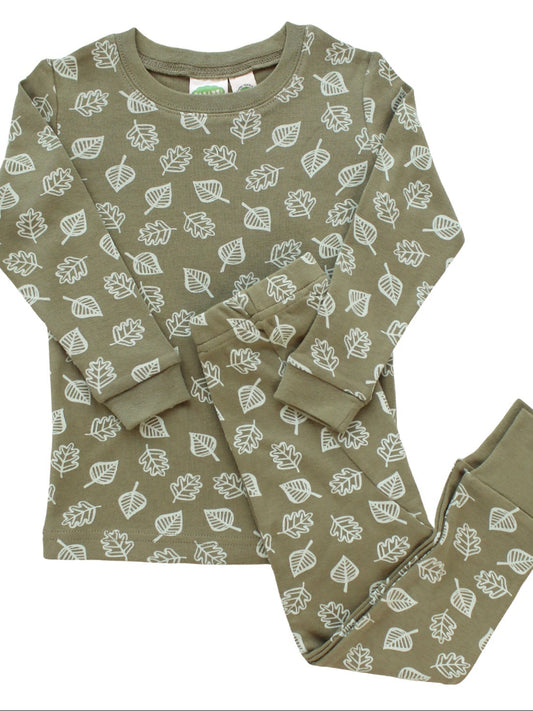 Organic Long Sleeve Olive Leaves PJ Set (New Retail Item)/ 5-6 years
