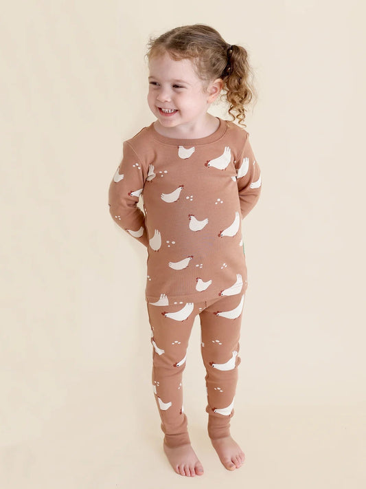 Organic Long Sleeve Chickens PJ Set (New Retail Item)/ 3-4T