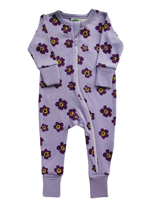 Organic Long Sleeve Lilac Floral Sleeper (New Retail Item)/ 0-3m