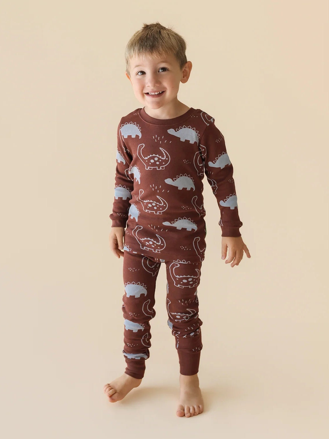 Parade Organic Long Sleeve Chocolate Dino PJ Set (New Retail Item)/ 2T
