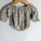 White Flower Long Sleeve Bubble Romper / 12-18m