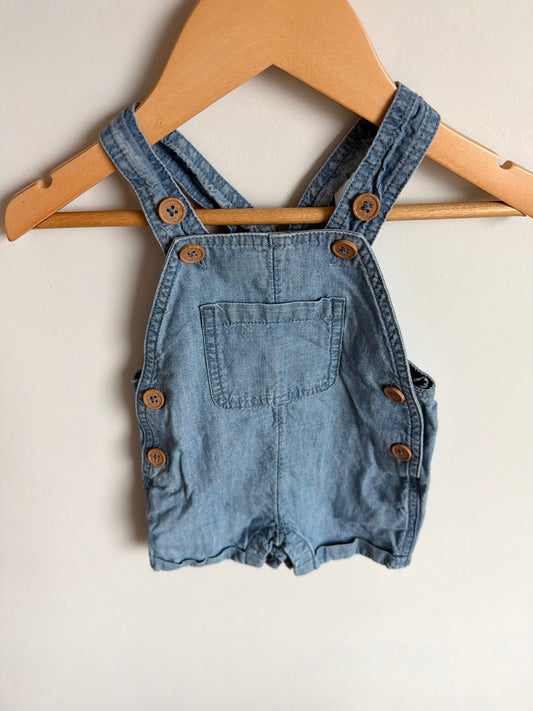 Chambray Overall Romper / 0-3m