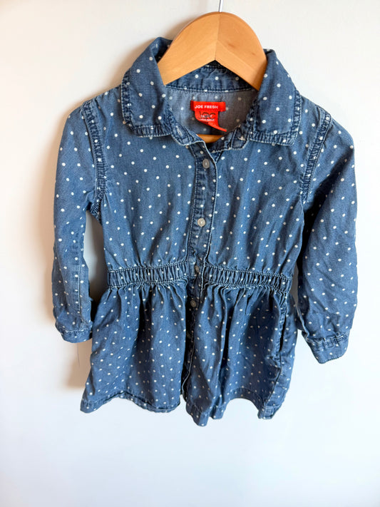 Chambray Polka Dot Dress / 3T