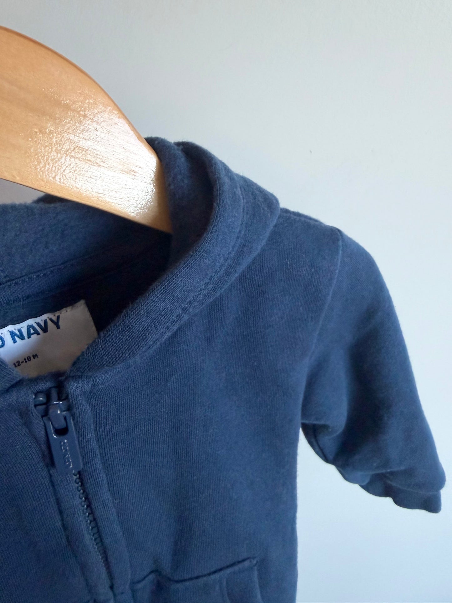 Navy Zipper Hoodie / 12-18m