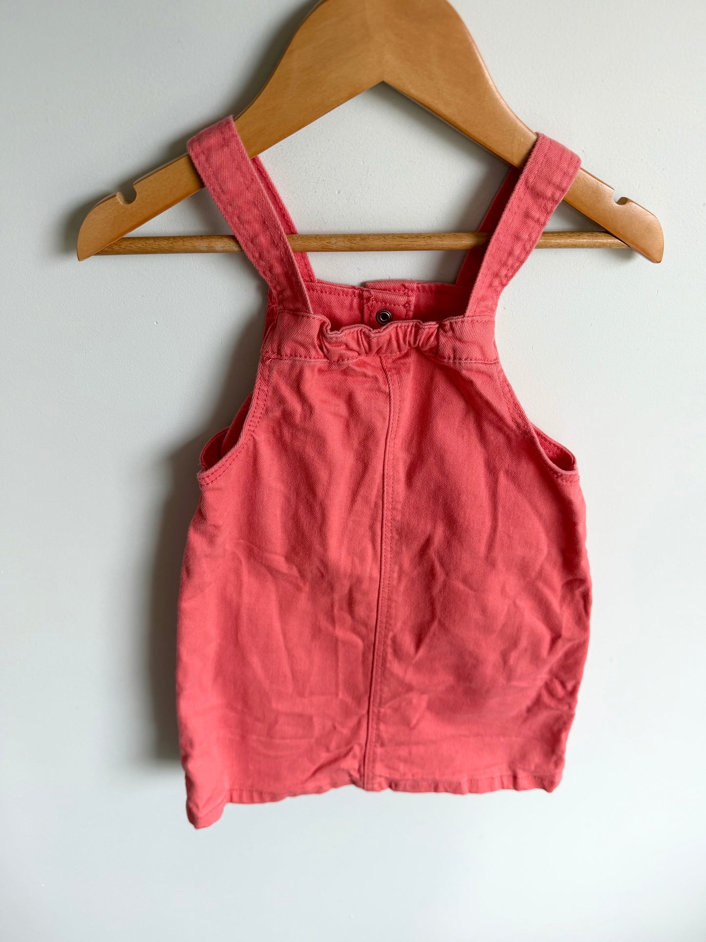 Coral Overall Pocket Dress / 24-36m