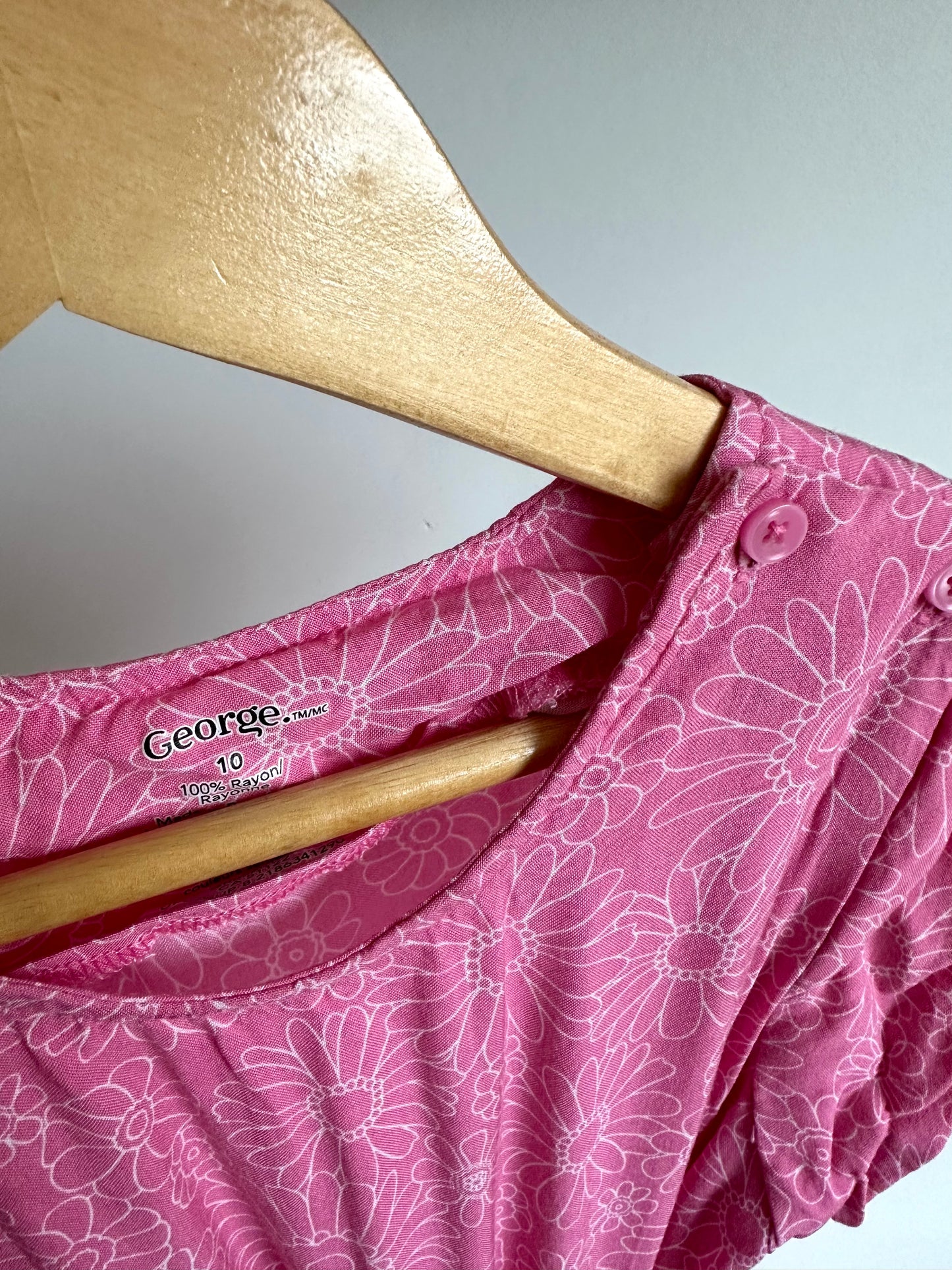 Pink Flower Outline Jumpsuit / 10 years