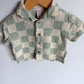 Muslin Checkered Smiley T-shirt / 3-6m