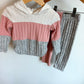 Grey, Pink, White Hoodie + Pants Set / 18-24m