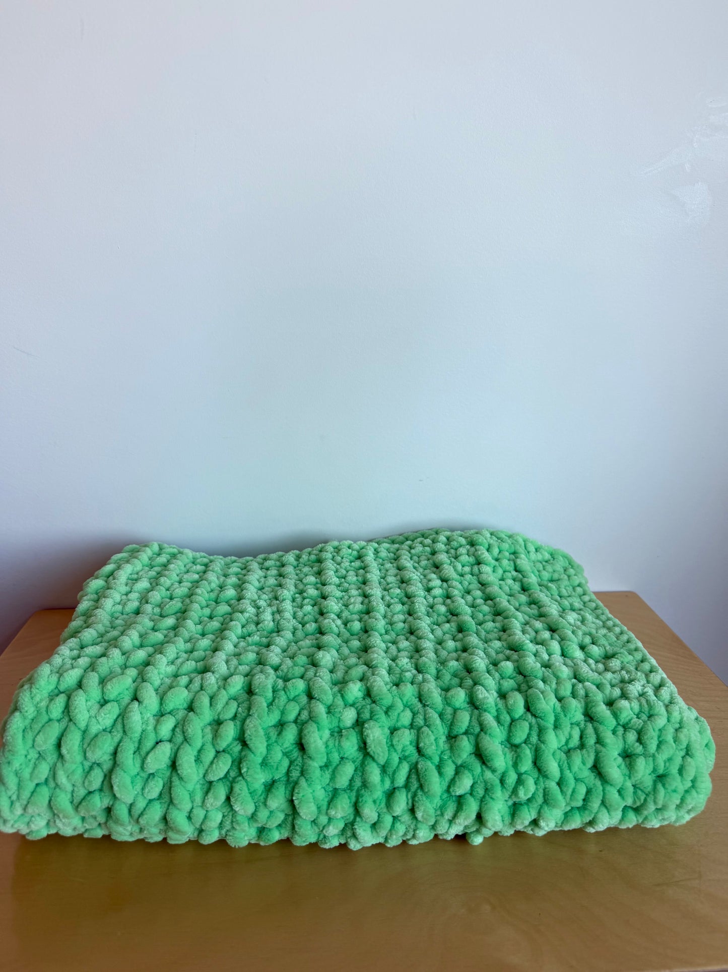 Knit Bright Green Mini Blanket (No Shippng)