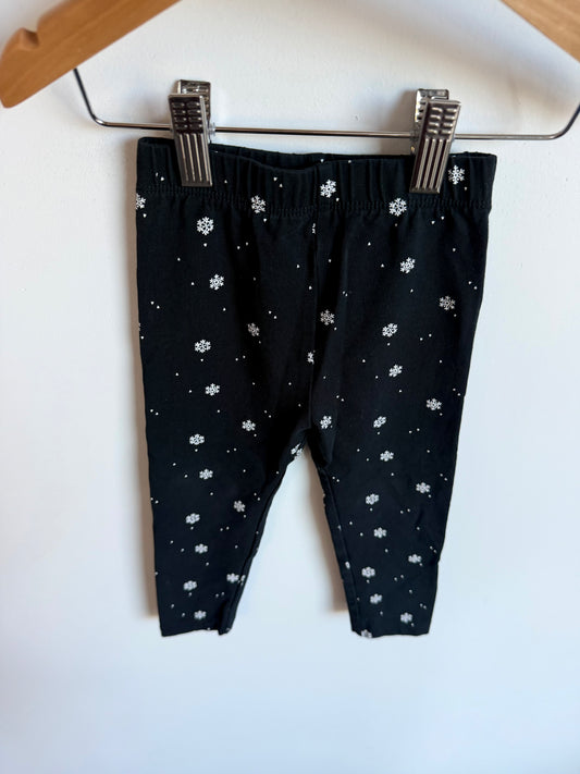 Snowflake Black Leggings / 12-18m