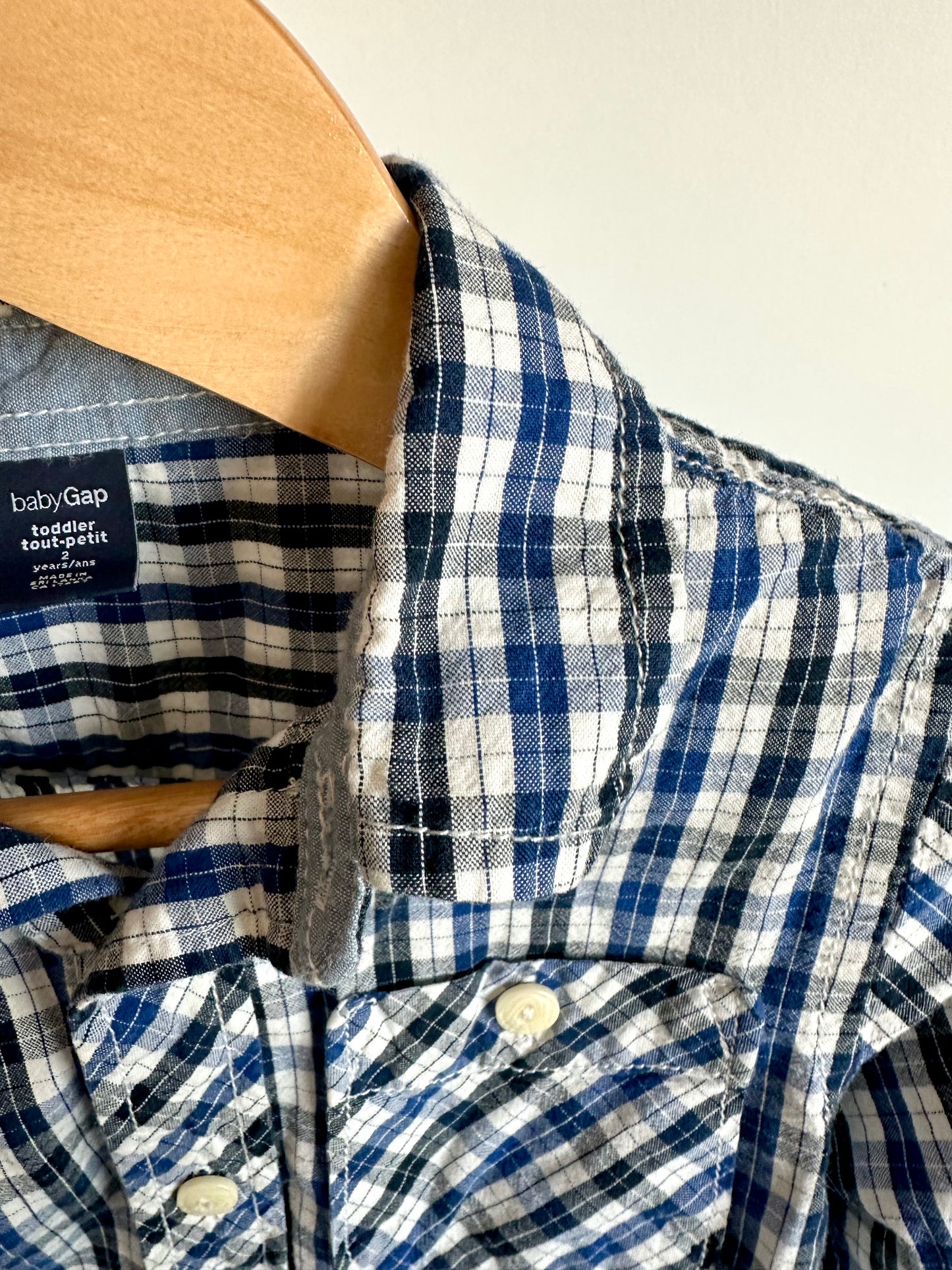 Gap Blue Plaid Long Sleeve / 2T