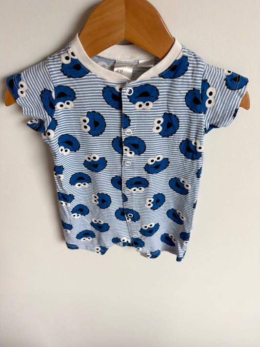 H&M Organic Cotton Cookie Monster Romper / 2-4m