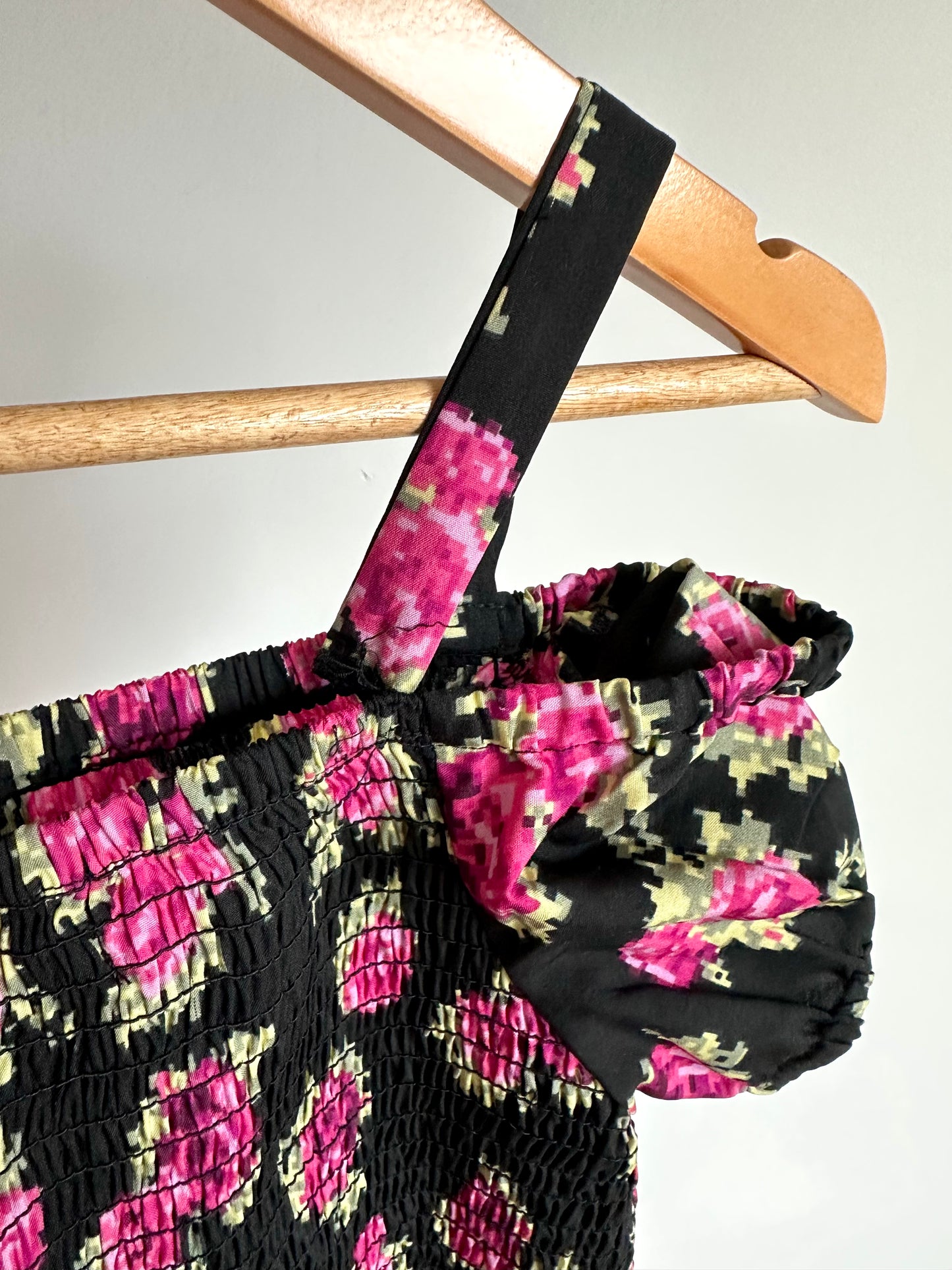 Dark Off Shoulder Floral Romper Dress / 9 years?