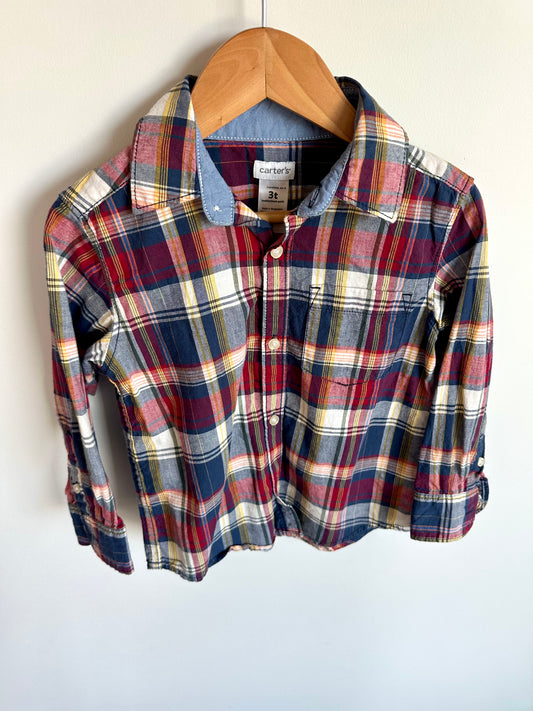 Plaid Collared Long Sleeve Top / 3T