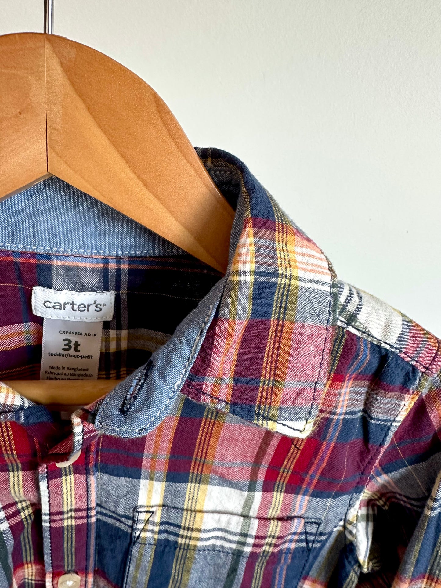 Plaid Collared Long Sleeve Top / 3T