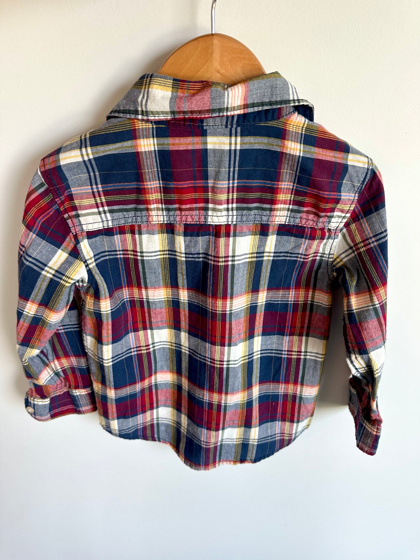 Plaid Collared Long Sleeve Top / 3T