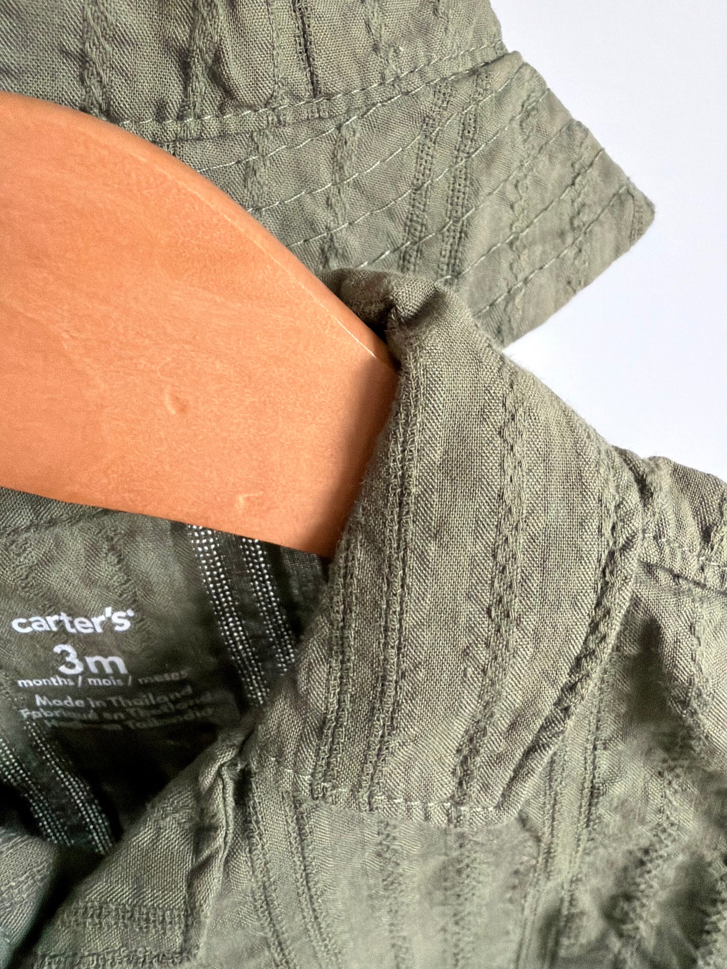 Olive Collared T-shirt + Sun Hat Set / 3m