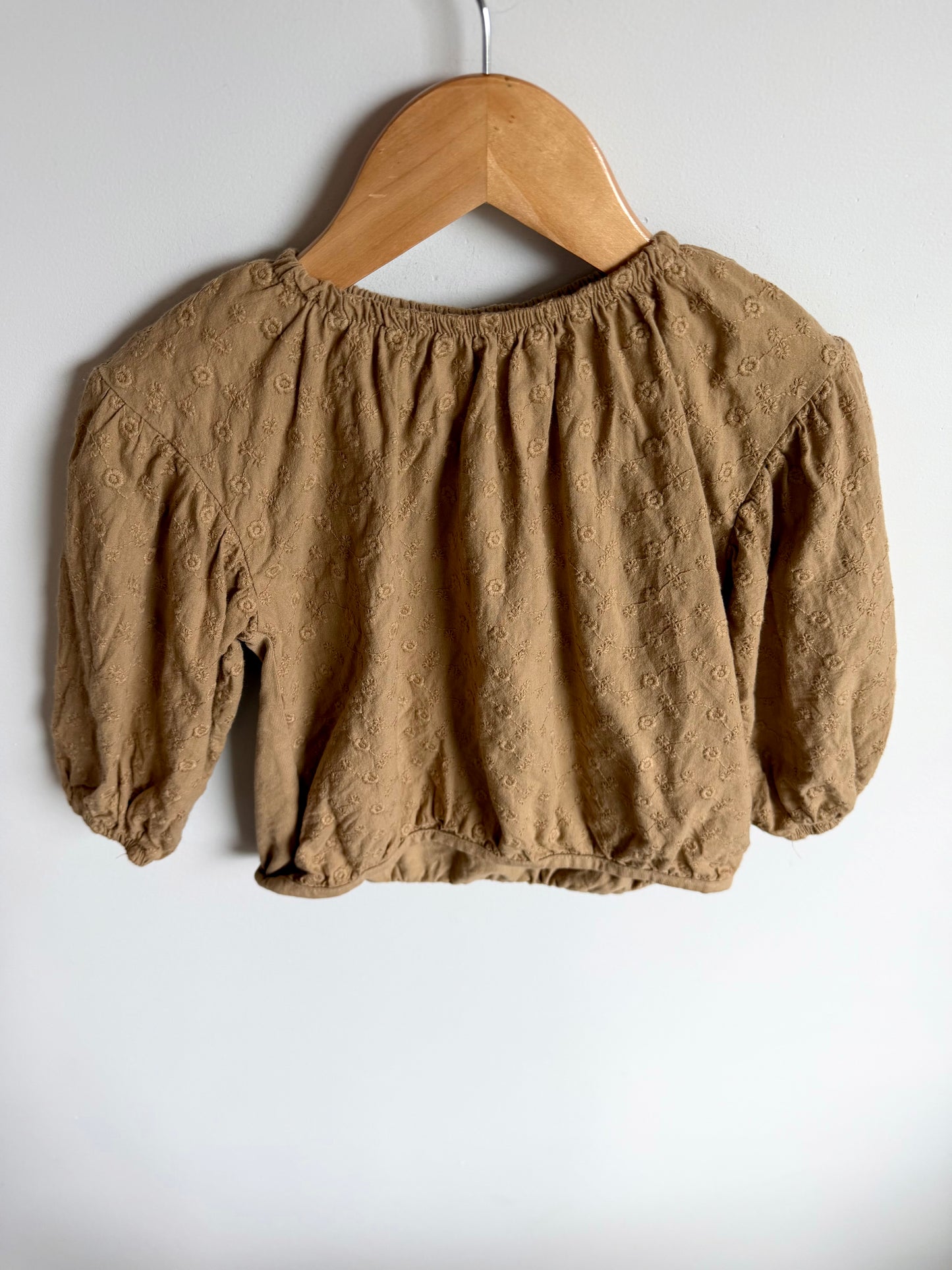 Embroidered Floral Tan Top / 18-24m