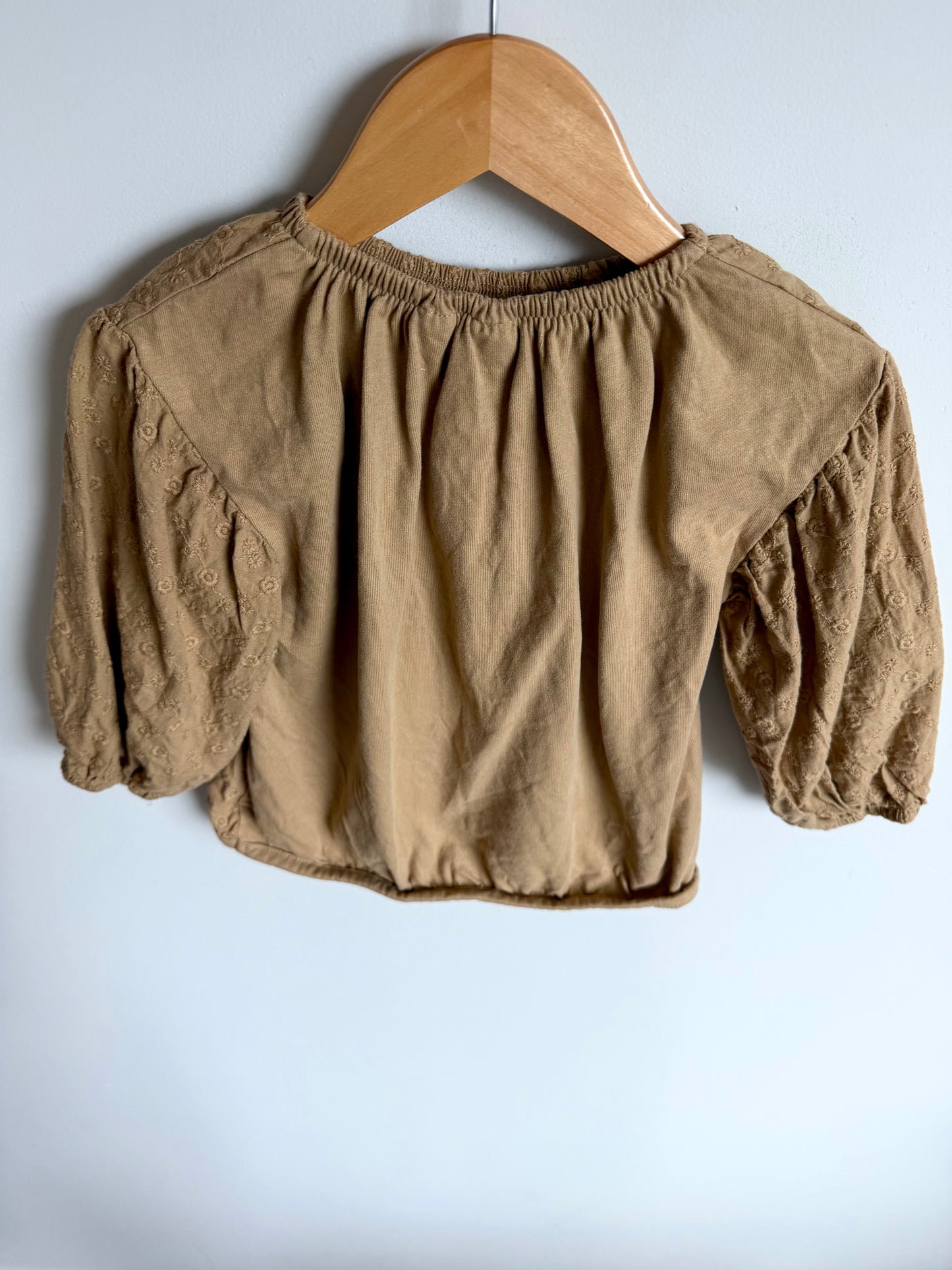 Embroidered Floral Tan Top / 18-24m