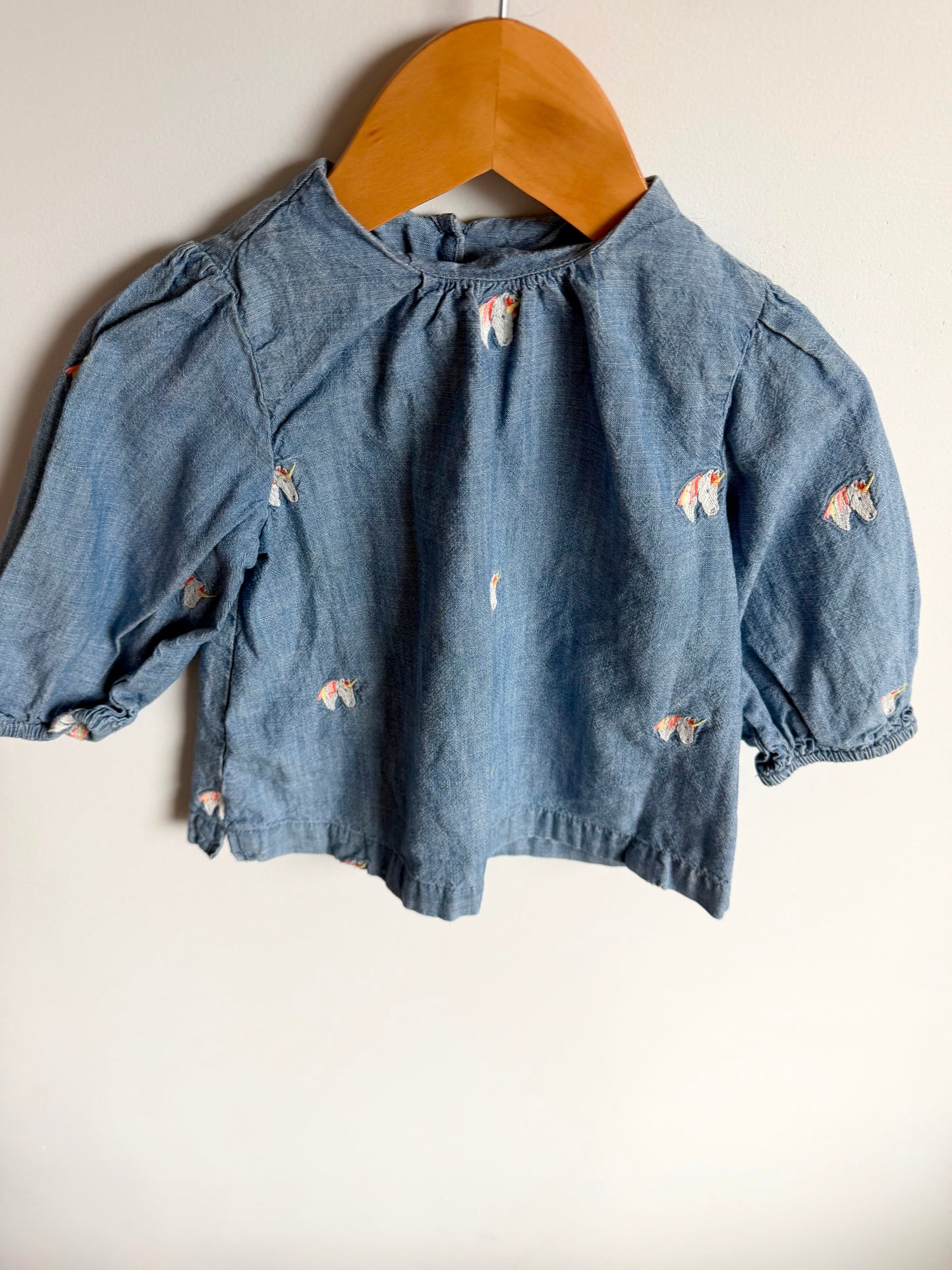 Unicorn Chambray 3/4 Sleeve Top / 3T