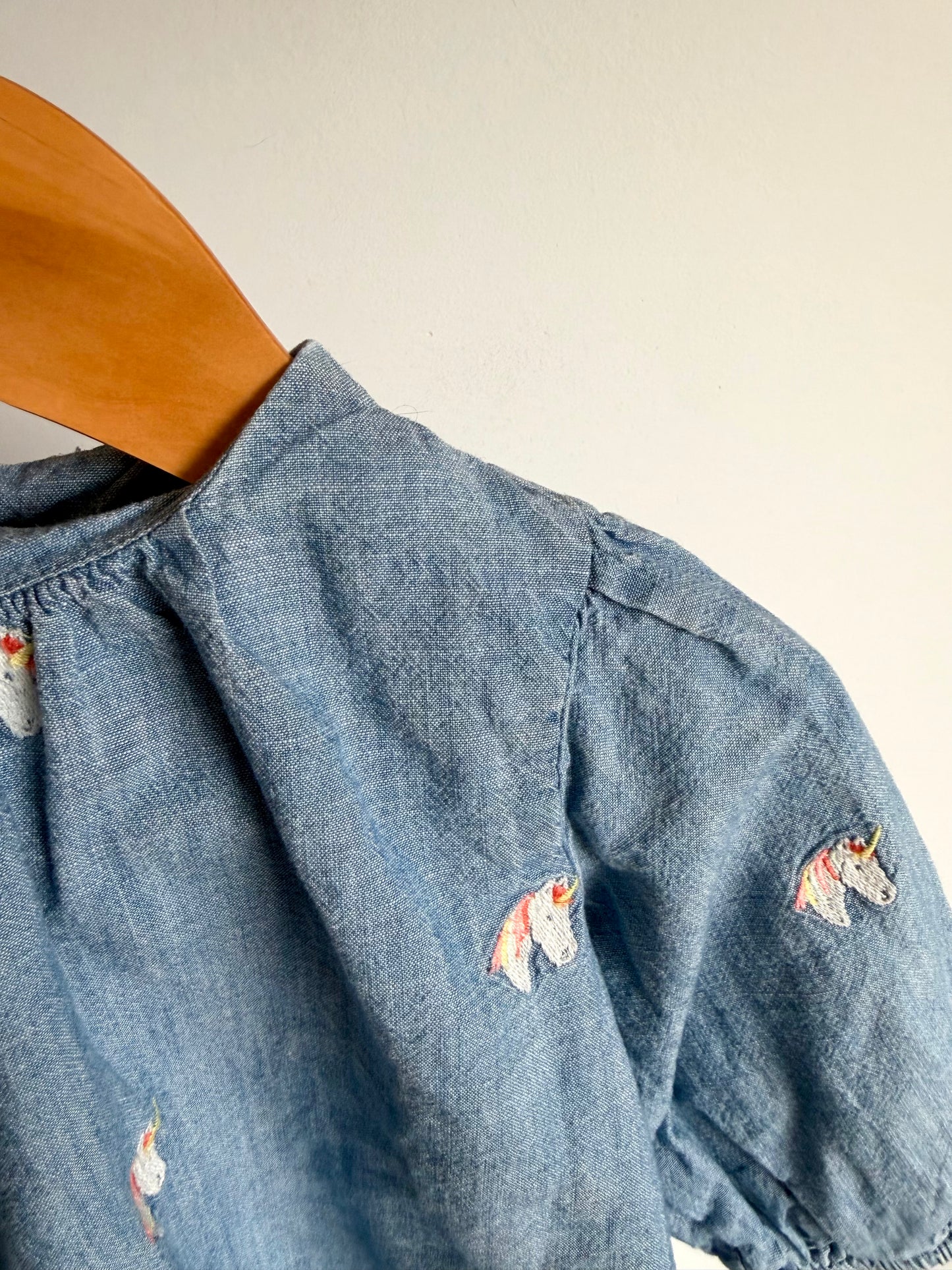 Unicorn Chambray 3/4 Sleeve Top / 3T
