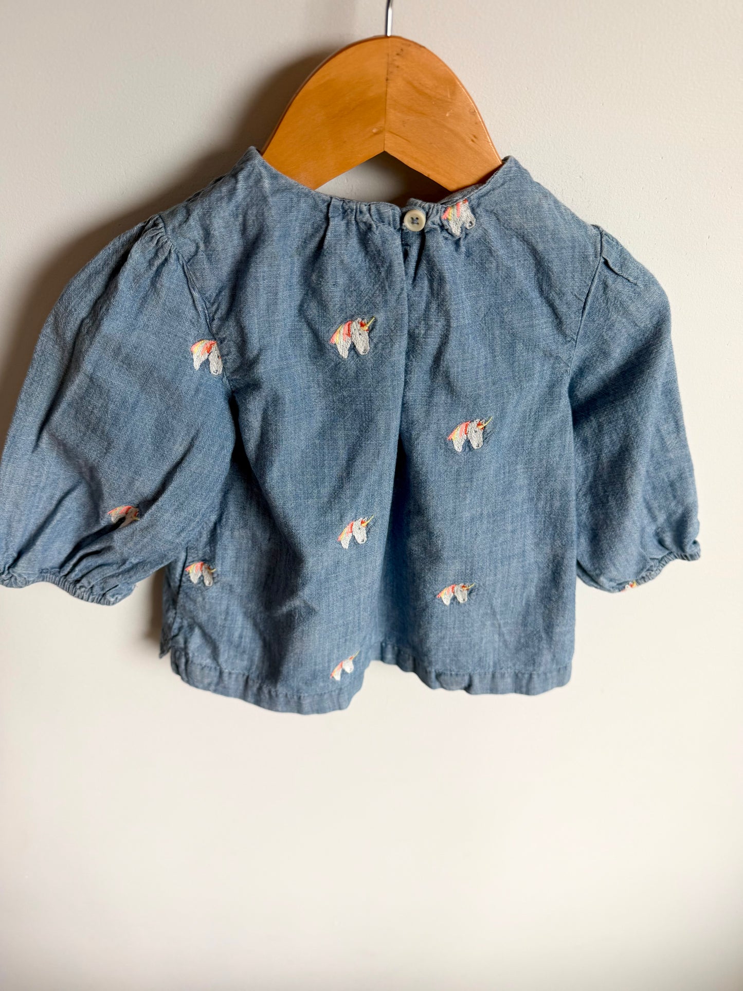 Unicorn Chambray 3/4 Sleeve Top / 3T