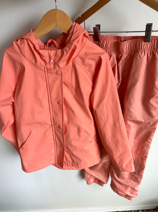Peach Rain Jacket + Pants / 7-8 years (m)