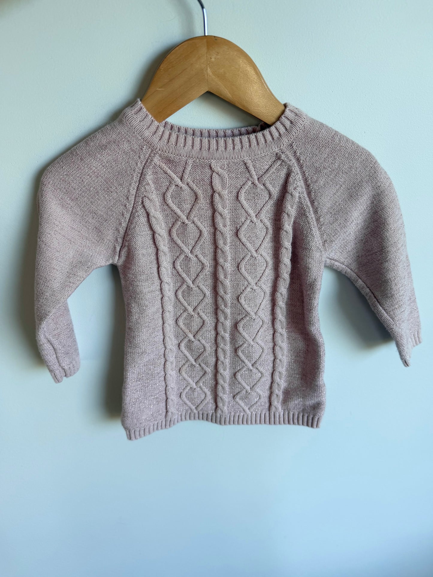 Pink Shimmer Cable Knit Sweater / 24m