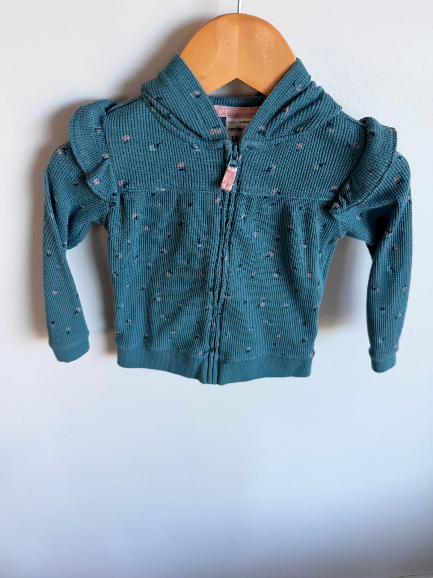 Floral Blue Waffle Hoodie / 18m