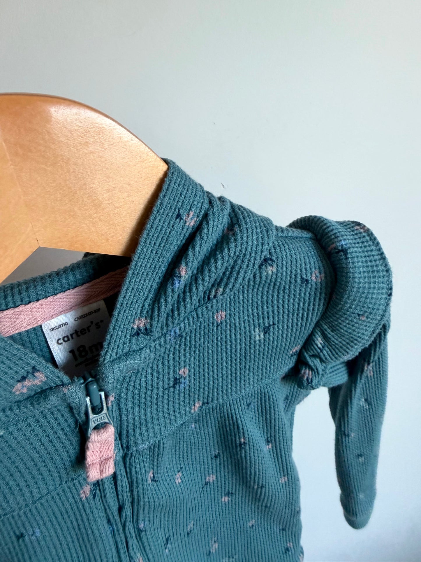 Floral Blue Waffle Hoodie / 18m