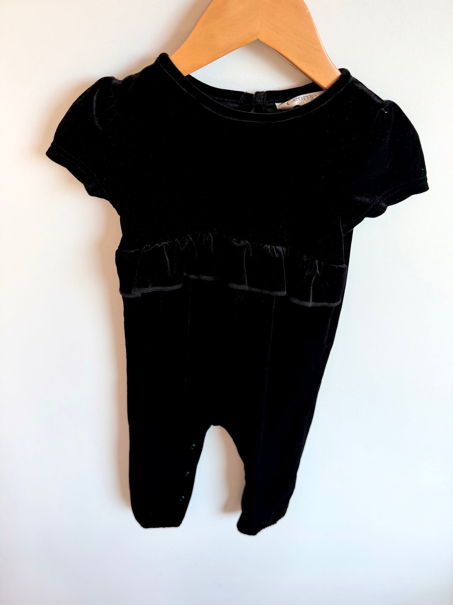 Black Sparkly Velour Jumpsuit / 18-24m