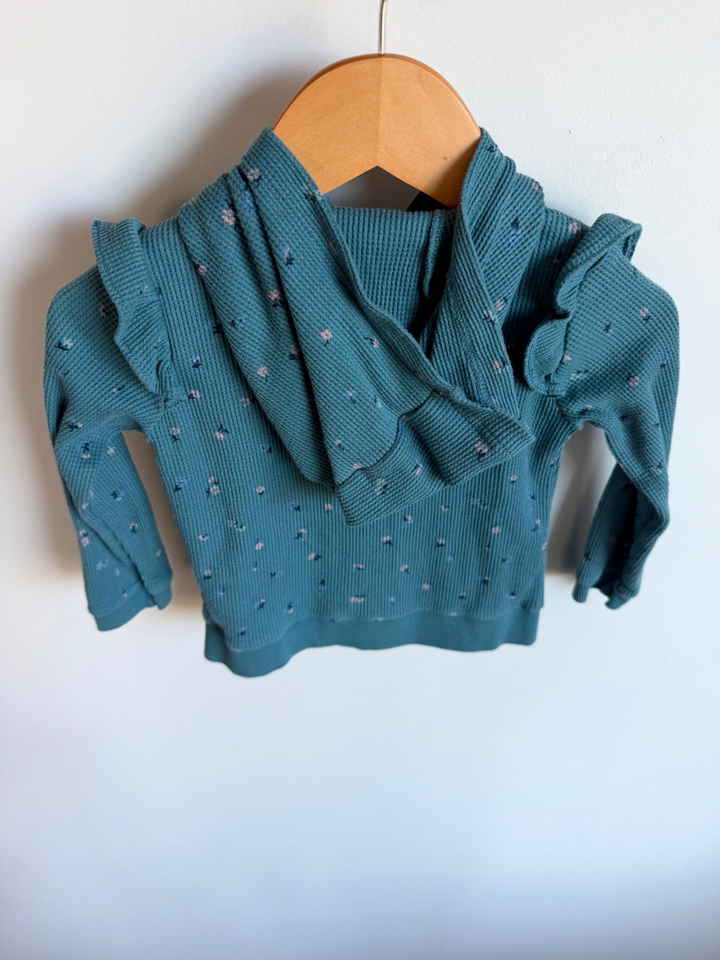 Floral Blue Waffle Hoodie / 18m