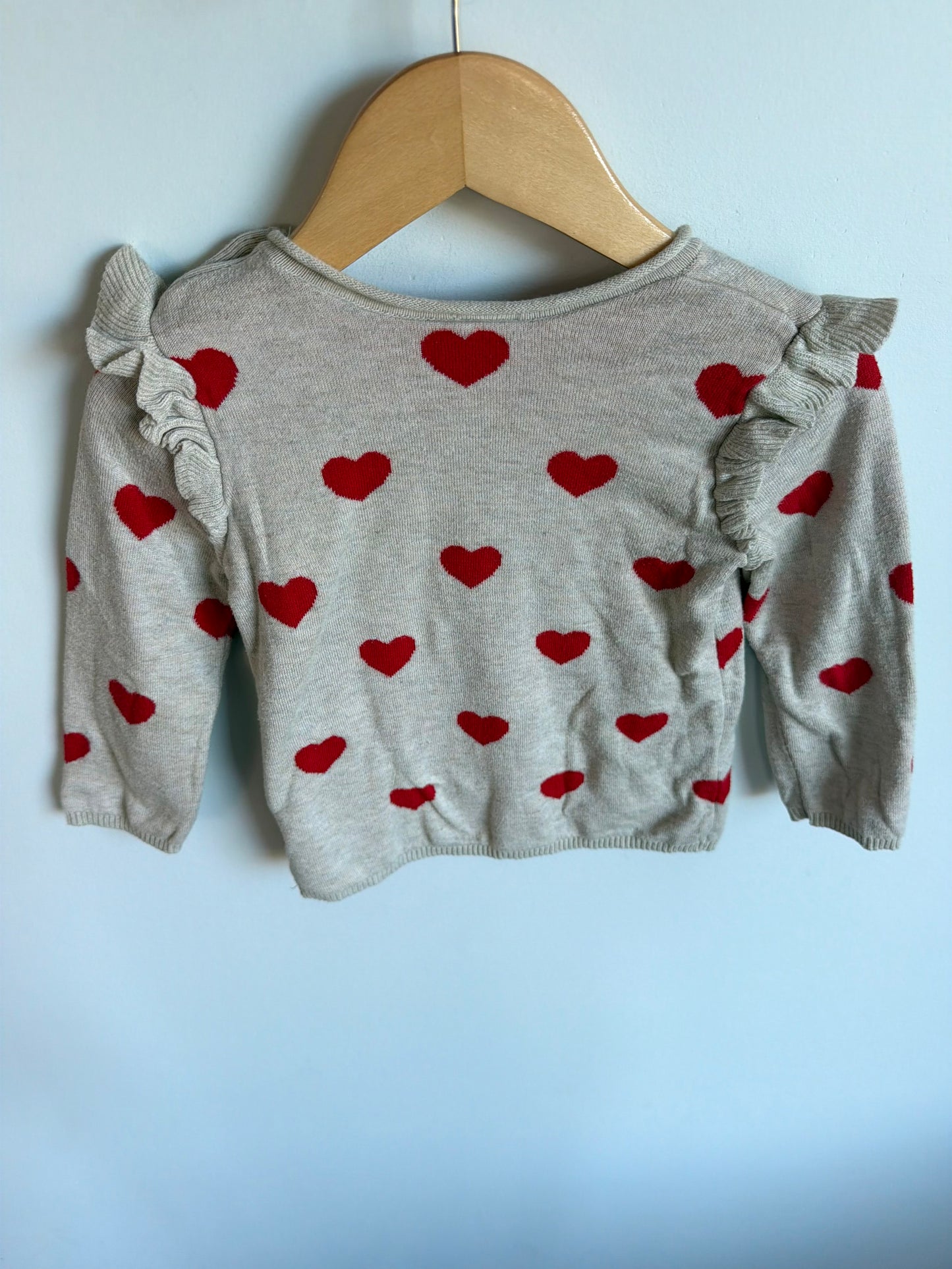 H&M Heart Ruffle Sleeve Sweater / 12-18m