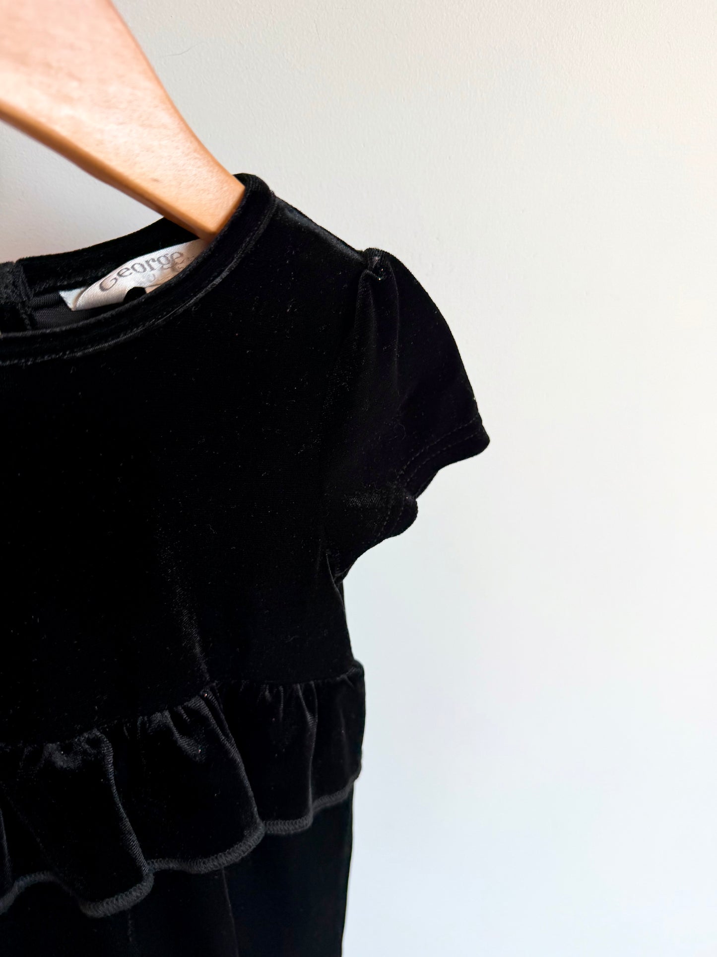 Black Sparkly Velour Jumpsuit / 18-24m