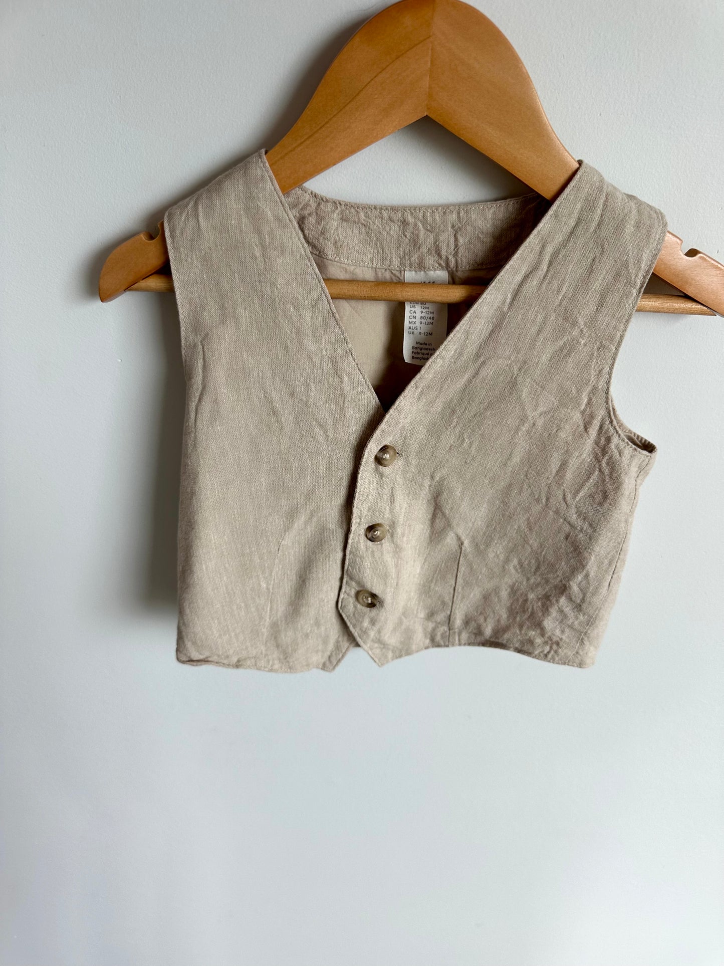 Beige Linen Vest / 9-12m