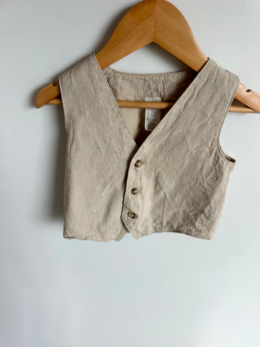 Beige Linen Vest / 9-12m