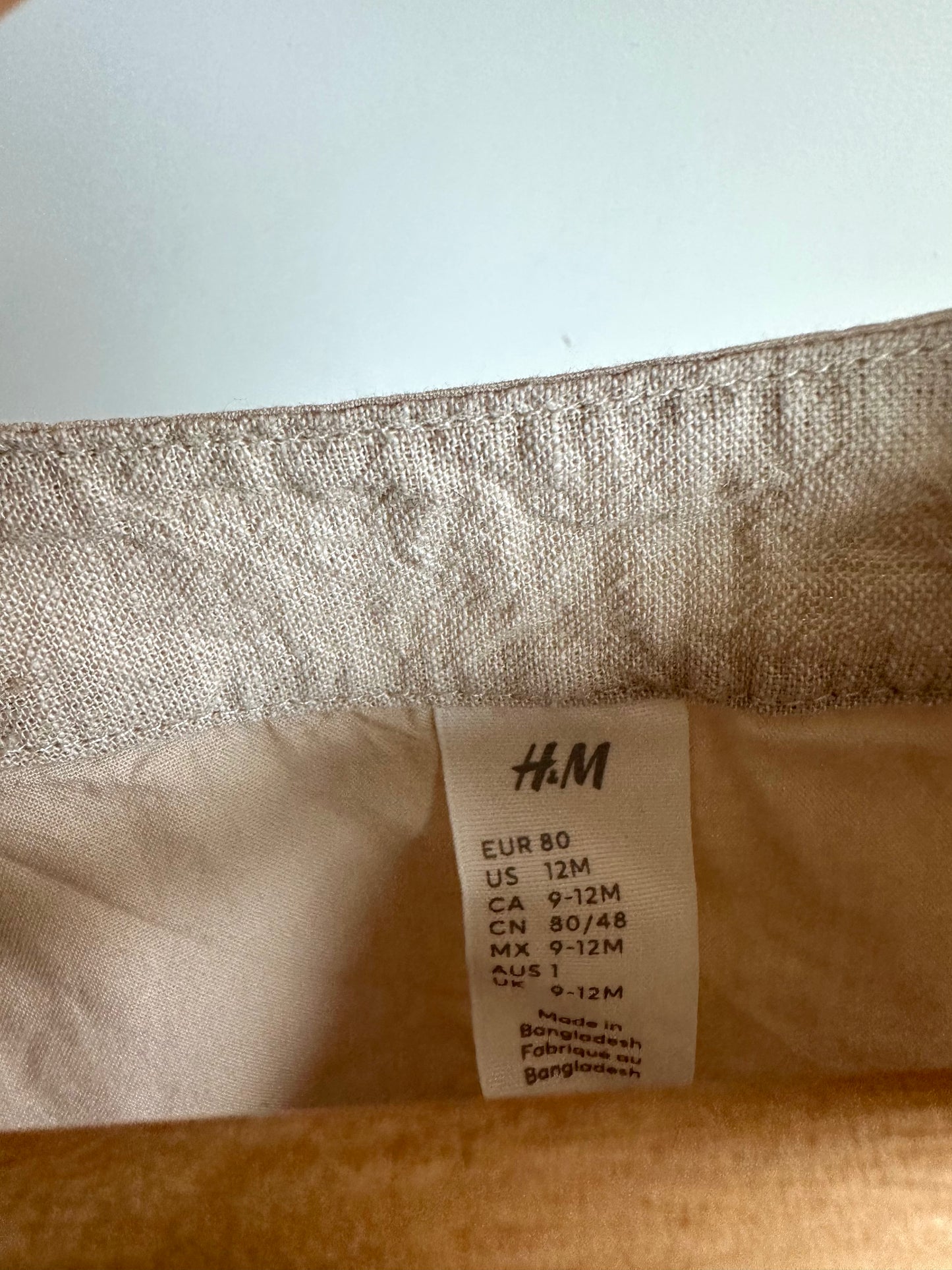 Beige Linen Vest / 9-12m