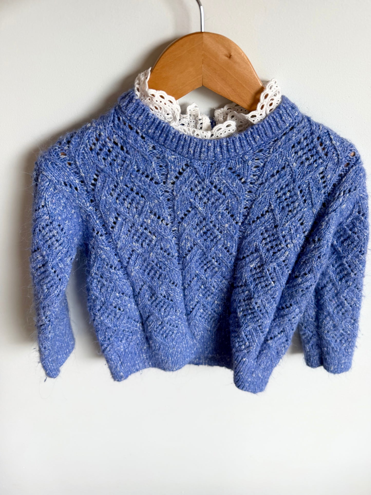 M&S Lace Collar Periwinkle Sweater / 3T