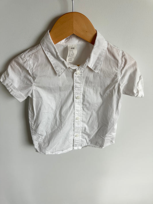 White Button Up Short Sleeve Top / 9-12m
