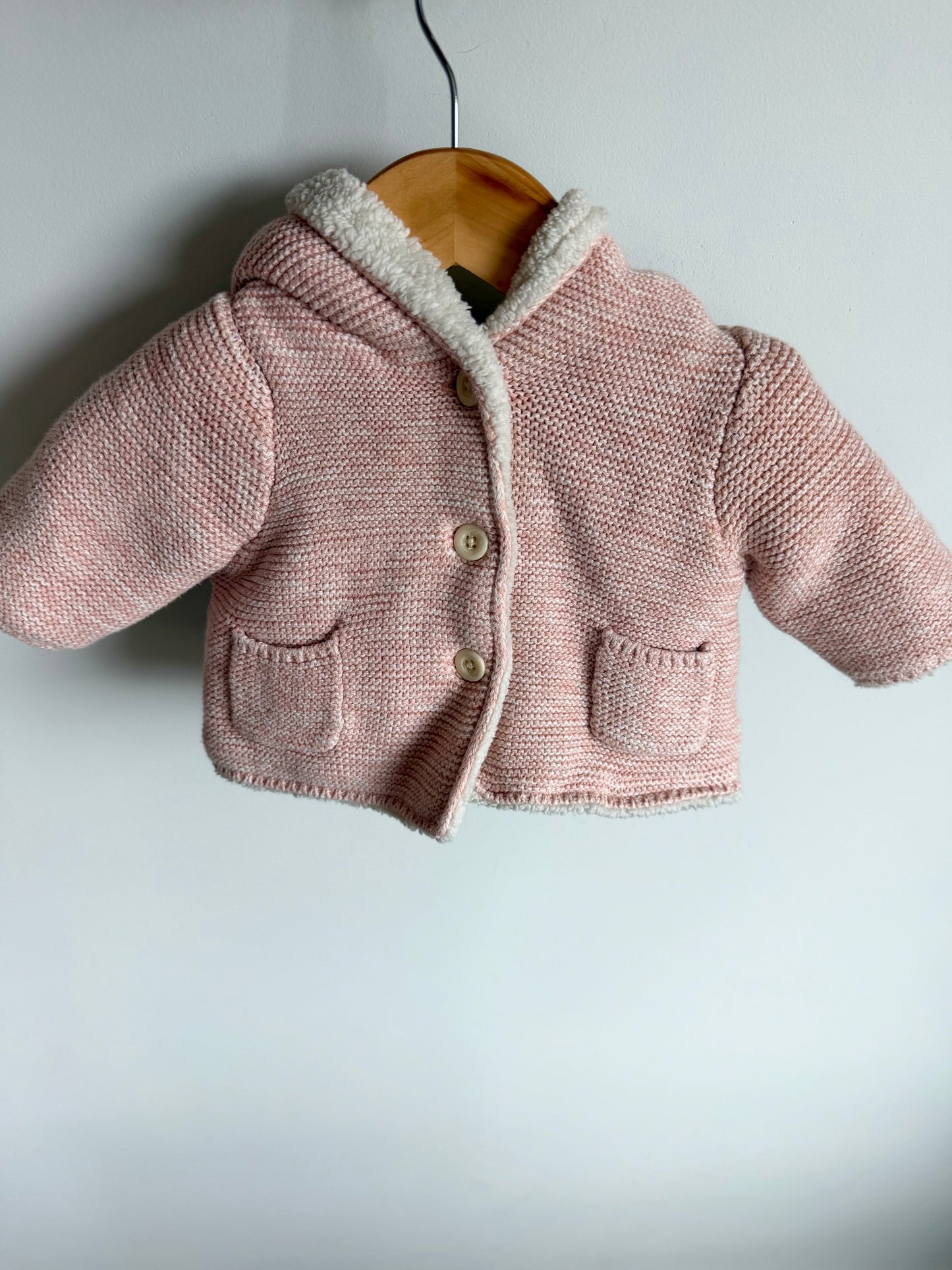 Pink Hood Fleece Sweater / 0-3m