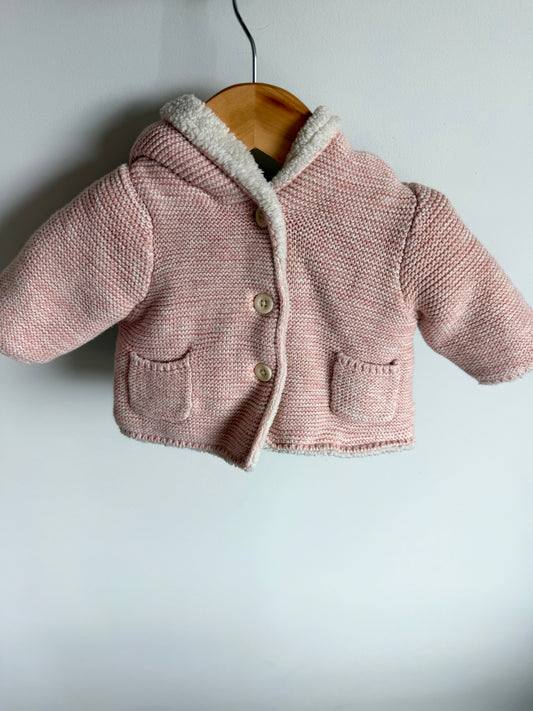 Pink Hood Fleece Sweater / 0-3m