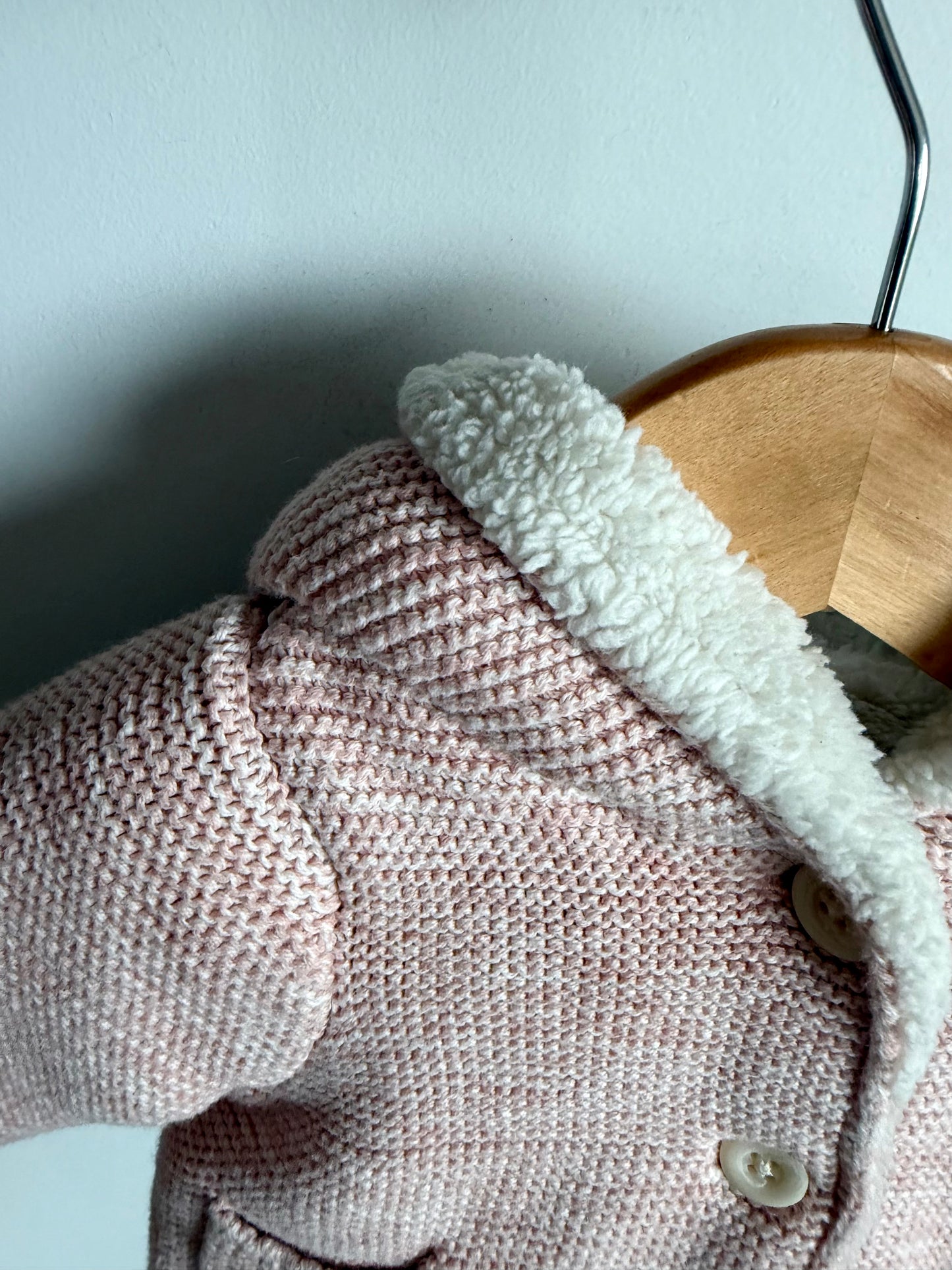 Pink Hood Fleece Sweater / 0-3m