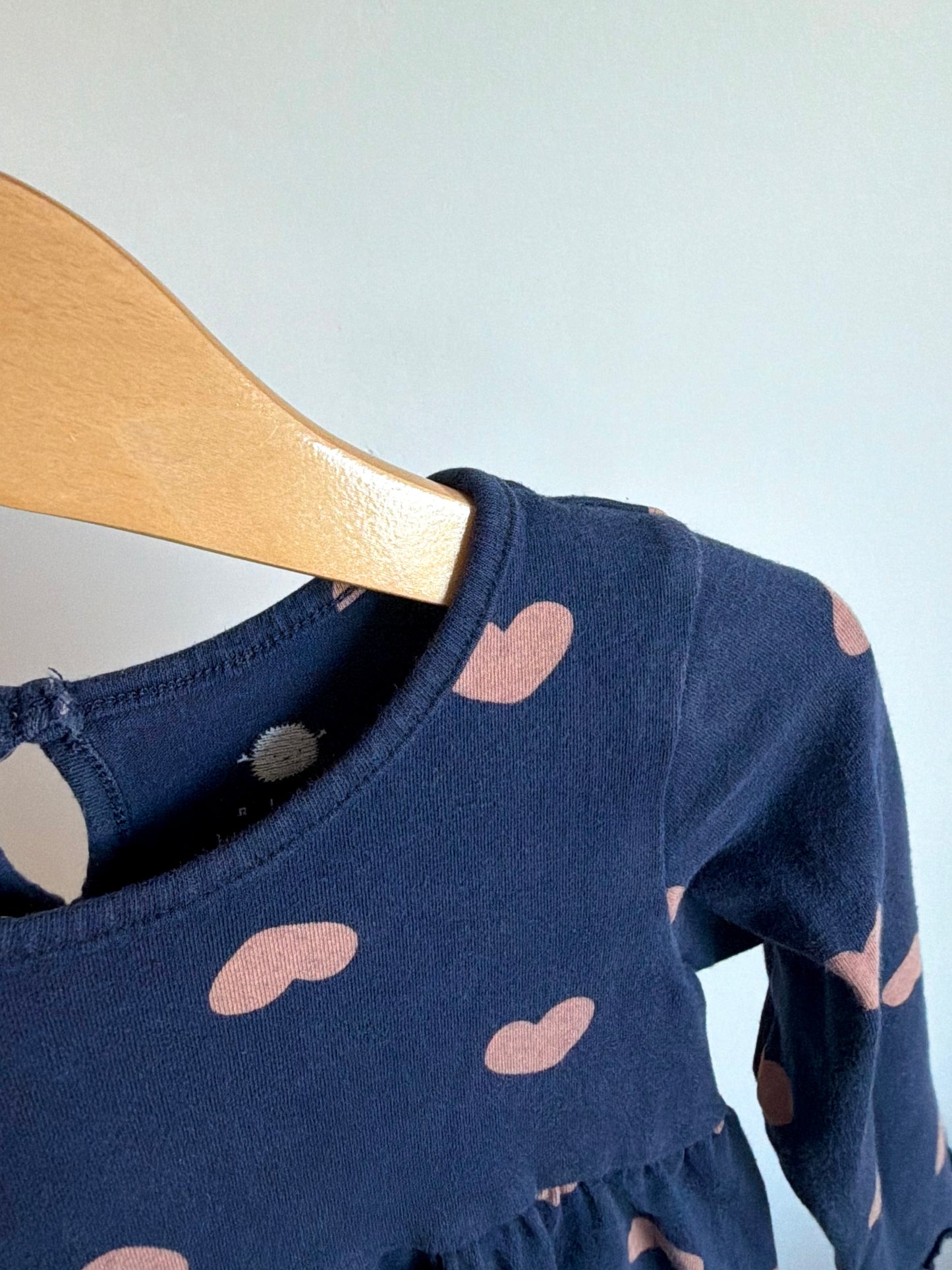 Heart Navy Long Sleeve Dress / 18-24m