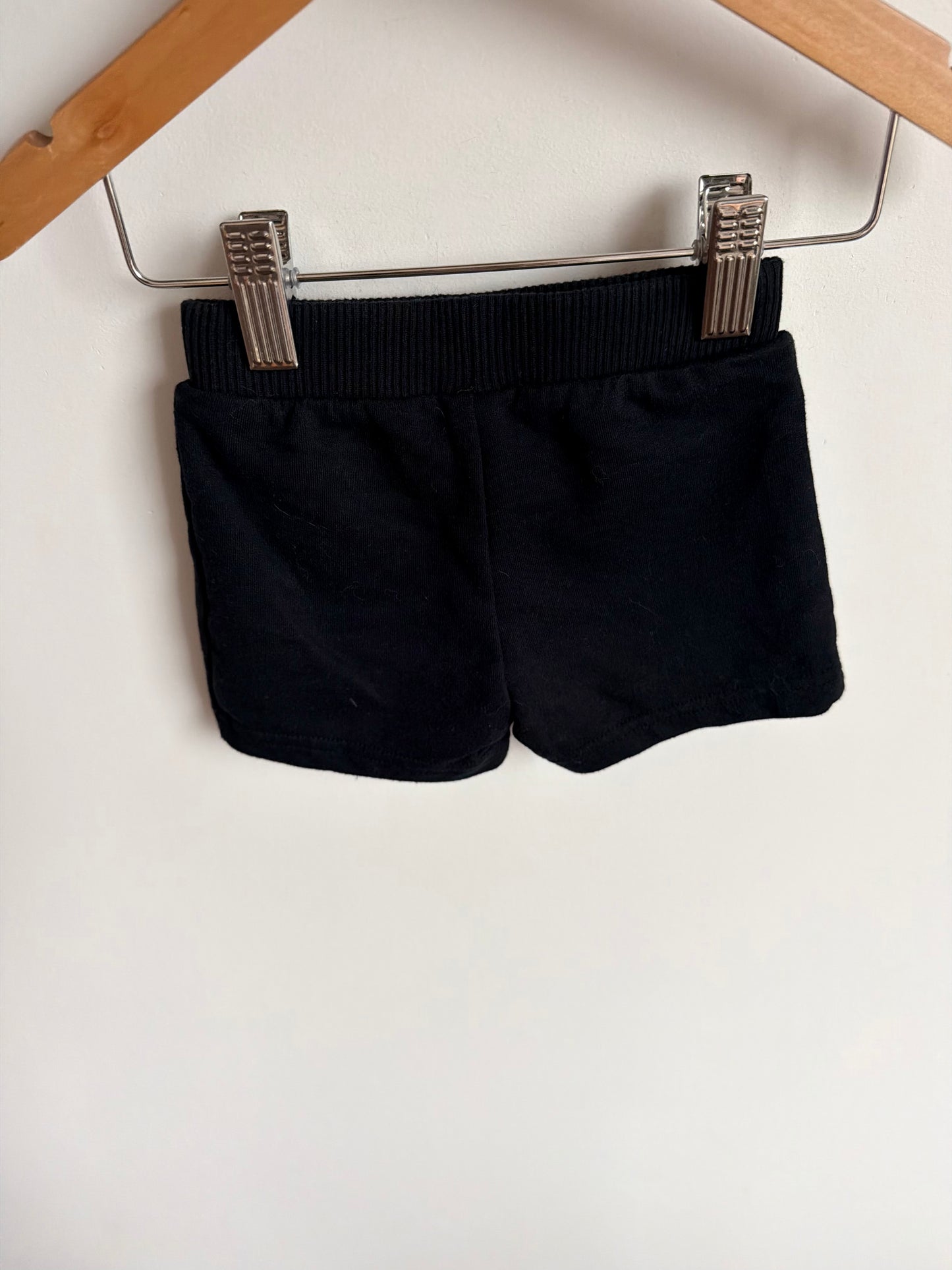 Black Elastic Waist Shorts with Drawstring / 0-3m